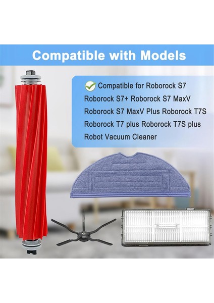 Roborock S7, S7+, S7 Maxv, S7 Maxv Plus Için Aksesuar Kiti, T7S, T7 Plus, T7S Plus Robot Vakum Silindir Yan Fırça Filtre Paspası (Yurt Dışından) fiyatları