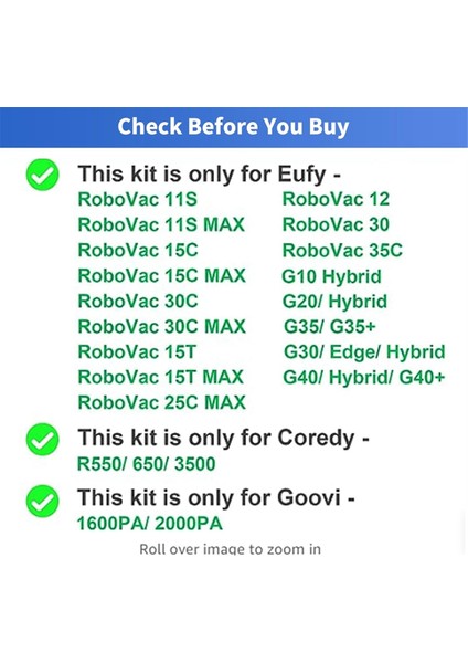 Eufy Robovac 11S, G30/ Edge/ Hybrid Için Yedek Fırça, G20/ Hybrid, G35, G40/ Hybrid, Coredy R550 650 3500 Için (Yurt Dışından) fırsatları