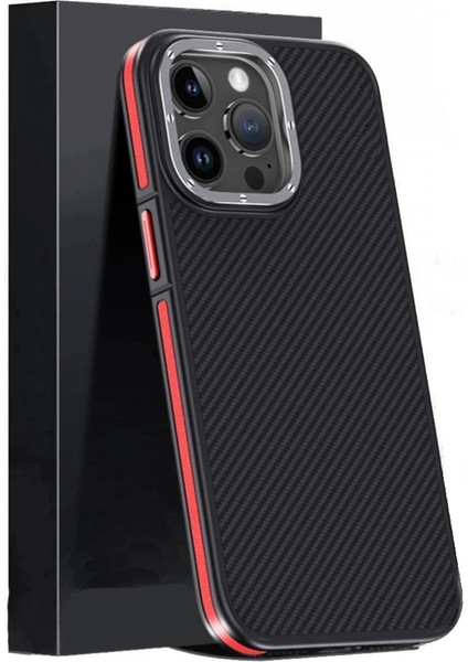 iPhone 15 Pro Kılıf Aramid 600D Kevlar Karbon Fiber Magsafe Kapak - Kırmızı fiyatları