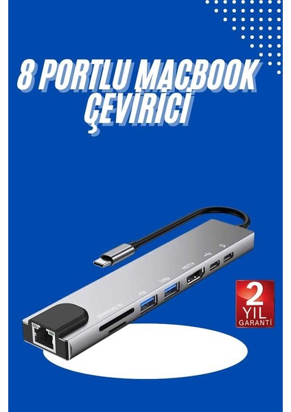 Resveq USB Type-C Hub Dönüştürücü Çevirici Çoklayıcı Macbook Çevirici 8 Portlu fiyatları