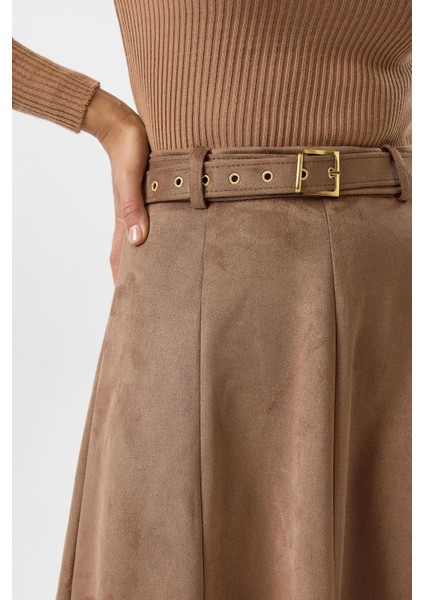 Yırtmaçlıı Uzun Süet Etek modelleri