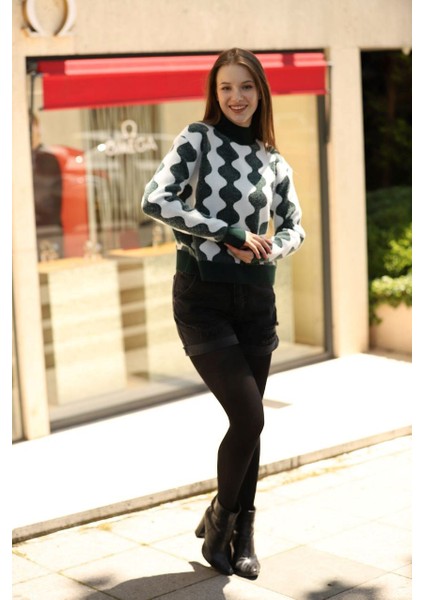 Desenli Erciyes Triko Kazak- Yeşil Beyaz modelleri