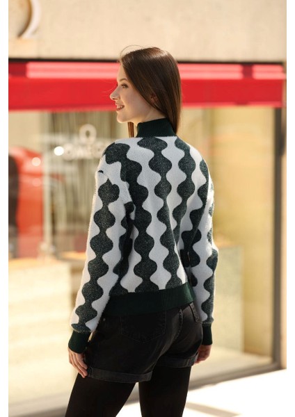 Desenli Erciyes Triko Kazak- Yeşil Beyaz indirimleri