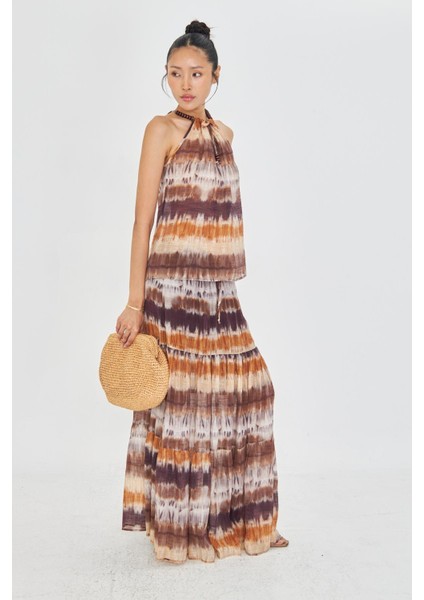 Desenli Fırfırlı Astarlı Uzun Etek modelleri