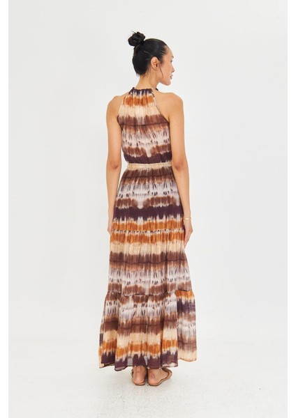 Desenli Fırfırlı Astarlı Uzun Etek