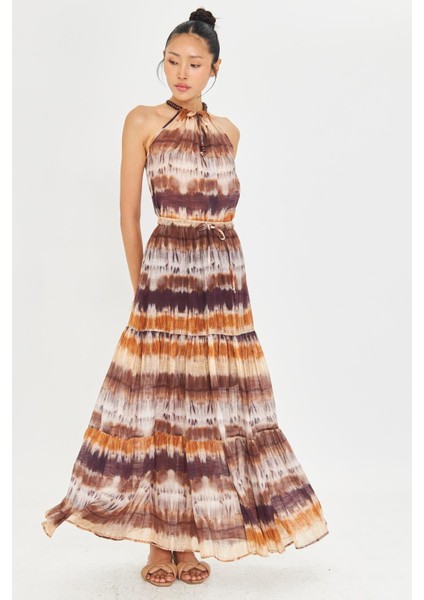 Desenli Fırfırlı Astarlı Uzun Etek