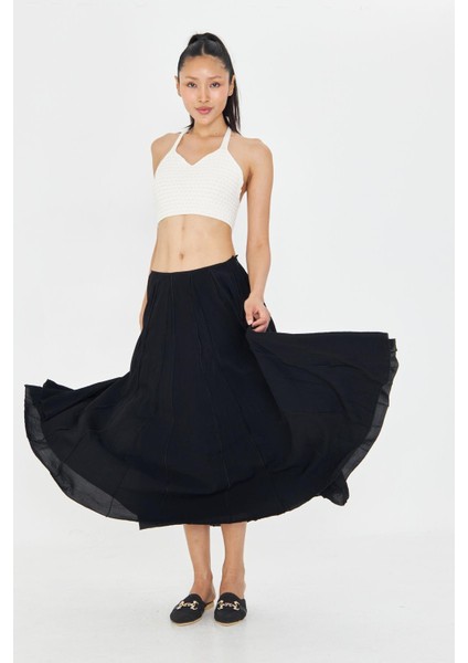 Parçalı Ince Midi Etek