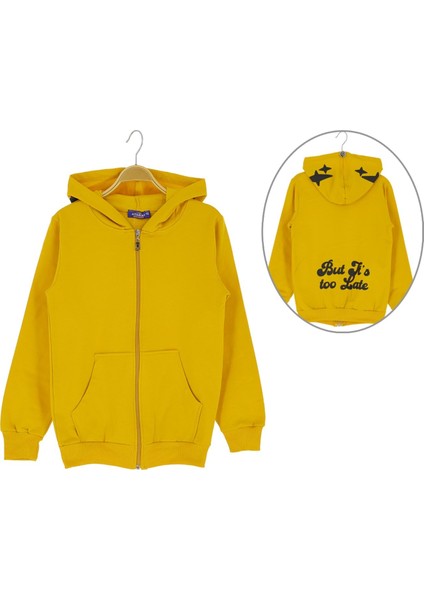 Arka Baskılı Kapüşonlu Iki Iplik Fermuarlı Sweatshırt - Hardal - 3 Yaş - ATA30677.0-HARDAL-3 Yaş Hardal fiyatları
