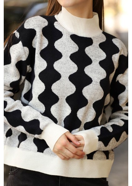 Desenli Erciyes Triko Kazak-Siyah Beyaz fiyatları