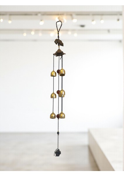 Metal Rüzgar Çanı Üç Katlı Bereket Filleri 9 Çan Feng Shui
