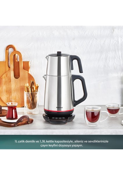 1708 Royaltea Paslanmaz Çelik Konuşan Çay Makinesi Inox-Siyah 1800 W fırsatları