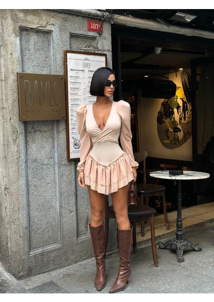 Iris Vatkalı Mini Elbise