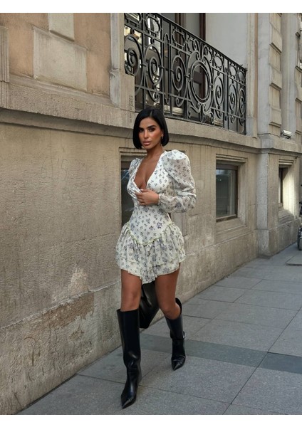 Iris Vatkalı Mini Elbise