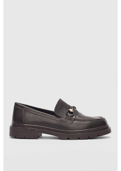 Ardell Metal Toka Aksesuarlı Kadın Loafer- Acı Kahve