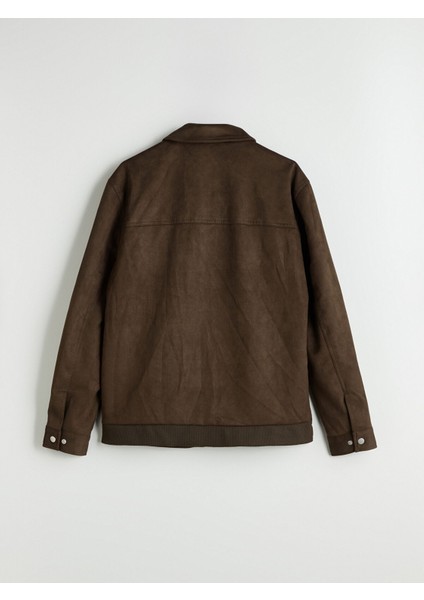 Yeni Sezon Slim Fit Gömlek Yaka Süet Erkek Mont modelleri