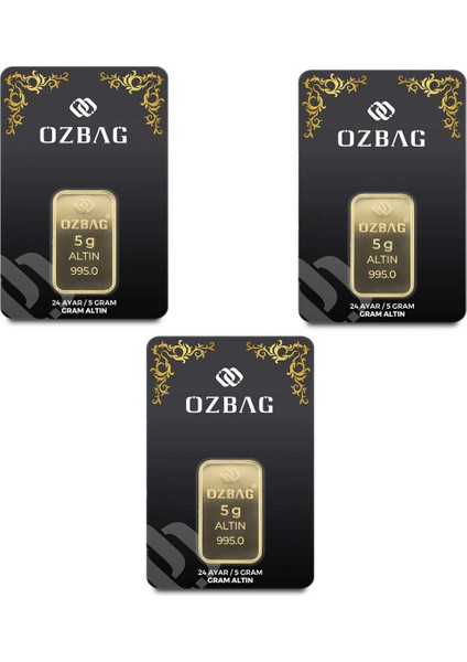 Agakulche Özbağ 5 gr 995 24 Ayar Külçe Altın 3 Adet