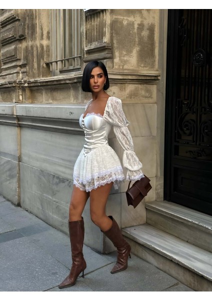 Nora Dantel & Saten Detaylı Elbise