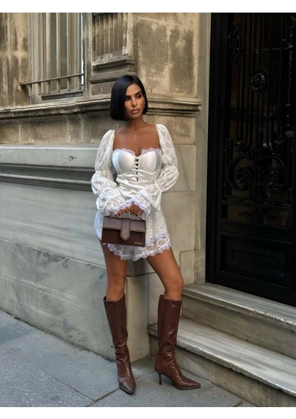 Nora Dantel & Saten Detaylı Elbise modelleri