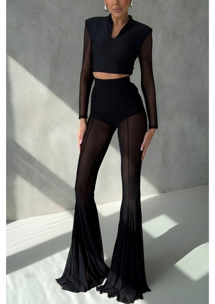 Tül Pantolon & Vatkalı Bluz Takım