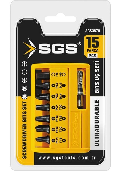 Bits Uç ve Hızlı Adaptör Seti 15 Parça Sand-Pro Series