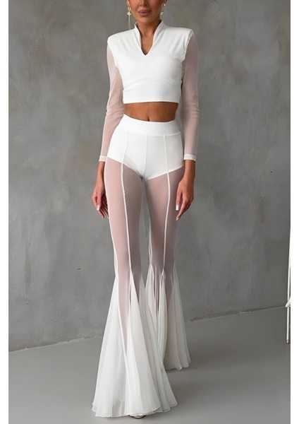 Tül Pantolon & Vatkalı Bluz Takım