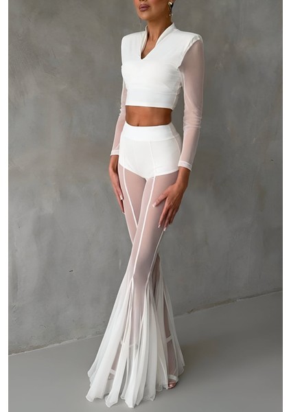 Tül Pantolon & Vatkalı Bluz Takım modelleri