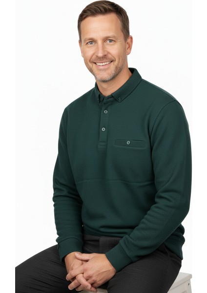 Erkek Kışlık Kazak Polo Yaka Oxford Fleto Cepli Dokulu Rahat Kesim Tam Kalıp fiyatları