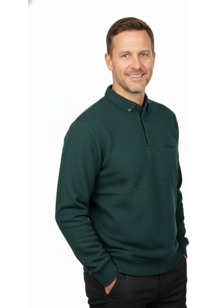 Erkek Kışlık Kazak Polo Yaka Oxford Fleto Cepli Dokulu Rahat Kesim Tam Kalıp modelleri