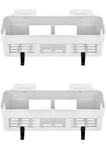 2 Adet Yapışkanlı Plastik Raf, Delme Vida Gerektirmeyen Banyo Duş Şampuan Mutfak Baharat Rafı Beyaz modelleri