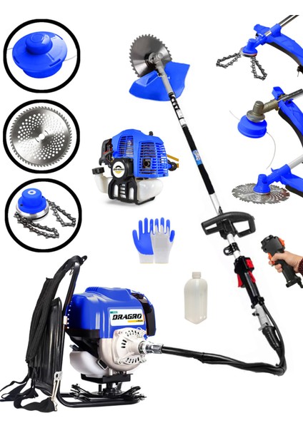 Pro 4x4 2 Zamanlı Sırt Tipi Benzinli Motorlu Tırpan Ot Çim Çayır Biçme Kesme Makinesi