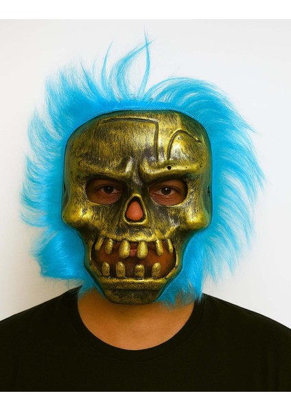 Resveq Wild Skull - Bakır Kafatası Turkuaz Saçlı Iskelet Maske