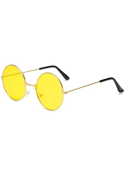 Resveq Yuvarlak Cam John Lennon Tarzı Hippi Gold Çerçeveli Sarı Gözlük
