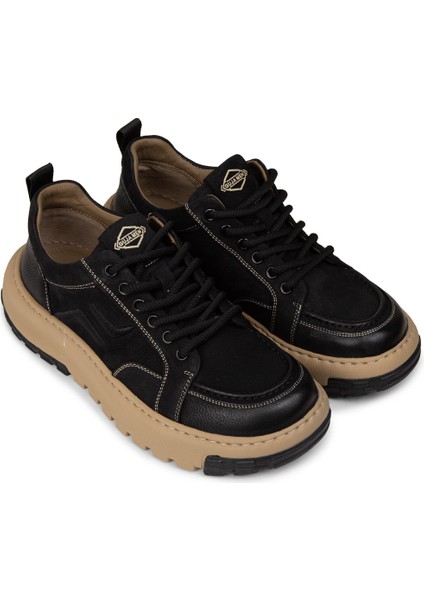 Erkek Hakiki Nubuk Siyah Sneaker Ayakkabı - 25552MSYHC01 fırsatları