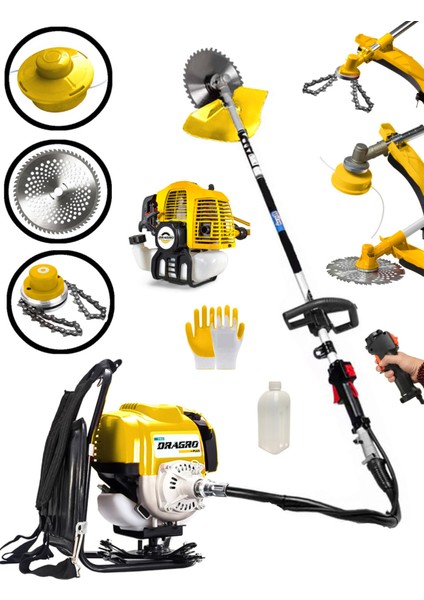 Pro 4x4 2 Zamanlı Sırt Tipi Benzinli Motorlu Tırpan Ot Çim Çayır Biçme Kesme Makinesi