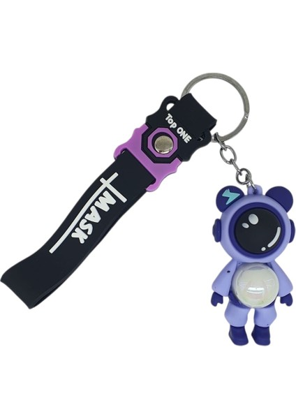 Figürlü ve Işıklı Silikon Anahtarlık - Astronot - Mor