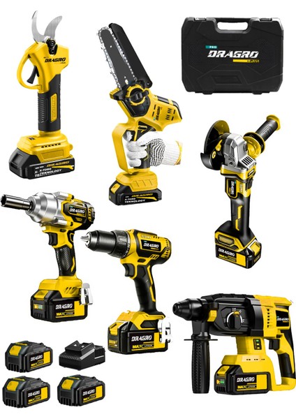 Professional 6 Lı Set 21V Darbeli Hilti Taşlama Testere Makas Matkap Vidalama Somun Sıkma