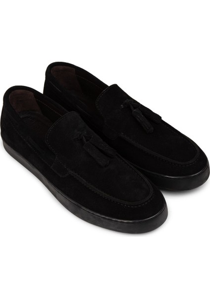Erkek Hakiki Süet Siyah Püskül Detaylı Loafer - 01994MSYHC01 fırsatları