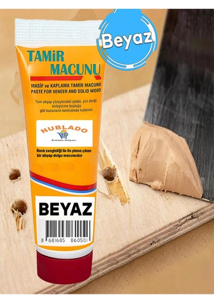 Ahşap Mobilya Parke Tamir Dolgusu Macunu (200 gr Beyaz) Çatlak Çizik Giderici Kullanıma Hazır.