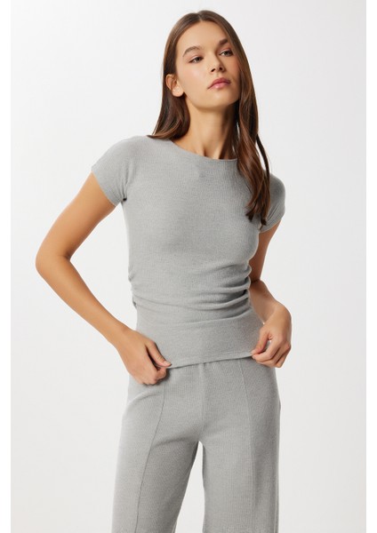 Yumoş T-Shirt Pantolon Takım LUB0292 Gri Melanj fırsatları