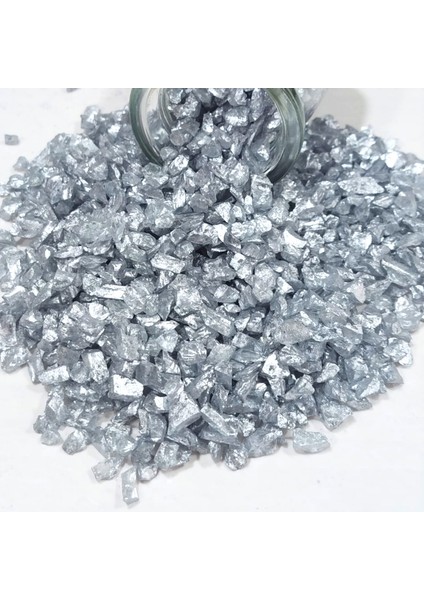 Dekoratif Gerçek Cam Kırığı (4-8 mm Arlığında 50 Gr) Gümüş
