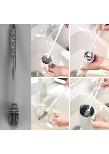Silikon Uzun Saplı Kavanoz Yıkama Fırçası 360° Dönebilen Başlık fırsatları