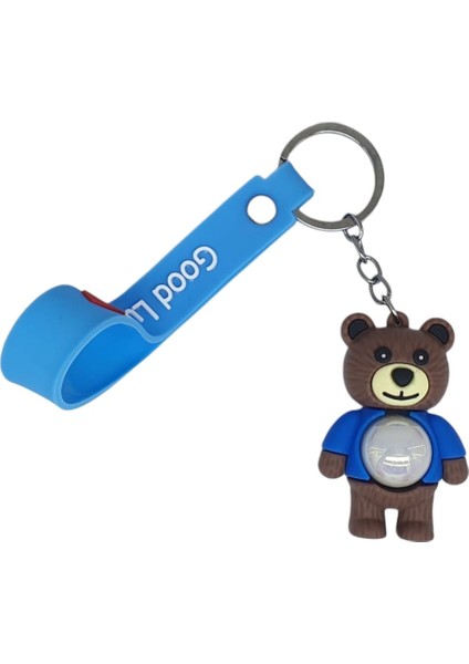 Figürlü ve Işıklı Silikon Anahtarlık - Yogi - Mavi