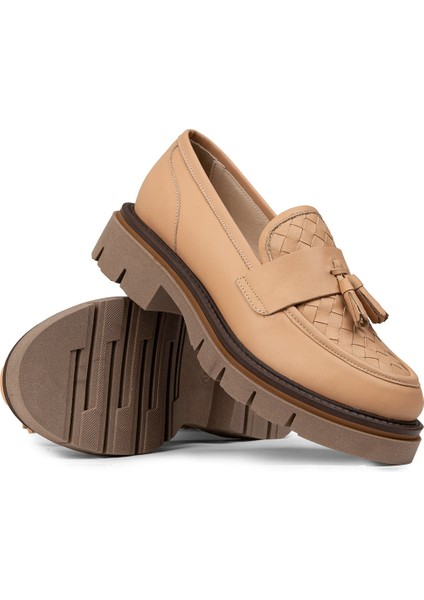 Kadın Bej Hakiki Deri Loafer Ayakkabı - F2267ZPDRE01 modelleri