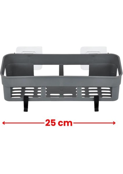 2 Adet Yapışkanlı Plastik Raf, Delme Vida Gerektirmeyen Banyo Duş Şampuan Mutfak Baharat Rafı Gri fiyatları