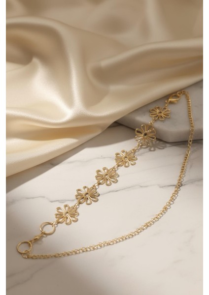 438 Papatya Detay Zincir Kemer Gold