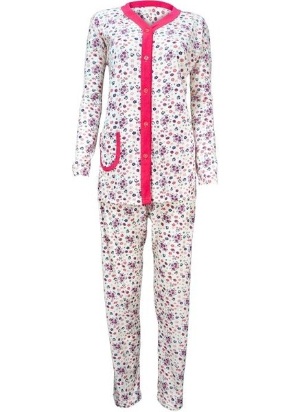 Kadın Boydan Düğmeli Çiçekli Pamuklu Pijama Takımı fiyatları