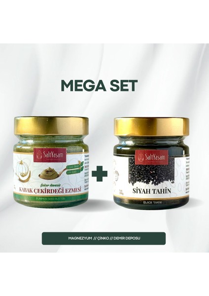 Şekersiz %100 Kabak Çekirdeği Ezmesi 200GR + Siyah Tahin 200GR Set