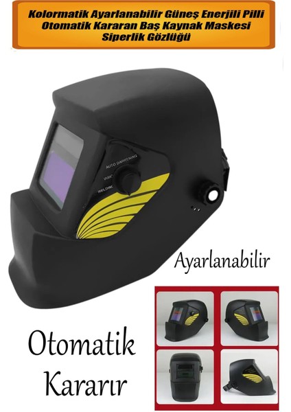 Kolormatik Ayarlanabilir Güneş Enerjili Pilli Otomatik Kararan Baş Kaynak Maskesi Siperlik Mft.