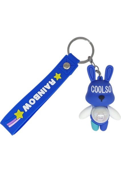 Figürlü ve Işıklı Silikon Anahtarlık - Tavşan - Lacivert