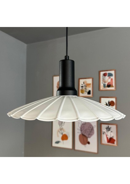 Risso Beyaz Metal Büyük Avize Siyah Fener Başlık Tekli Rustik Cafe Mutfak Modern Sarkıt Aydınlatma